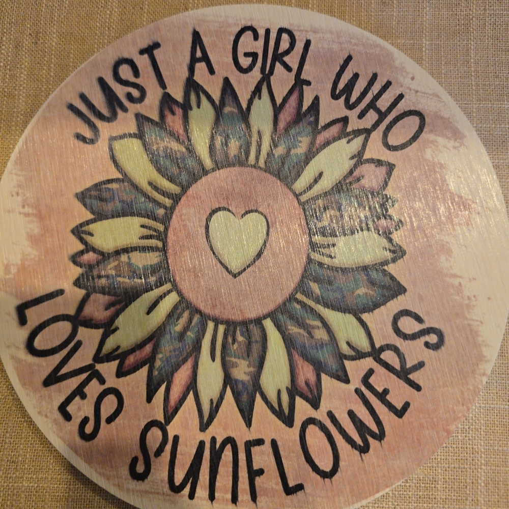 Sunflower Stone with Heart Design